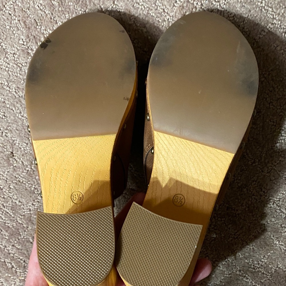 MIA Women's Tan and Brown Block Heel Mules 8.5 Office Spring Summer - Picture 8 of 10